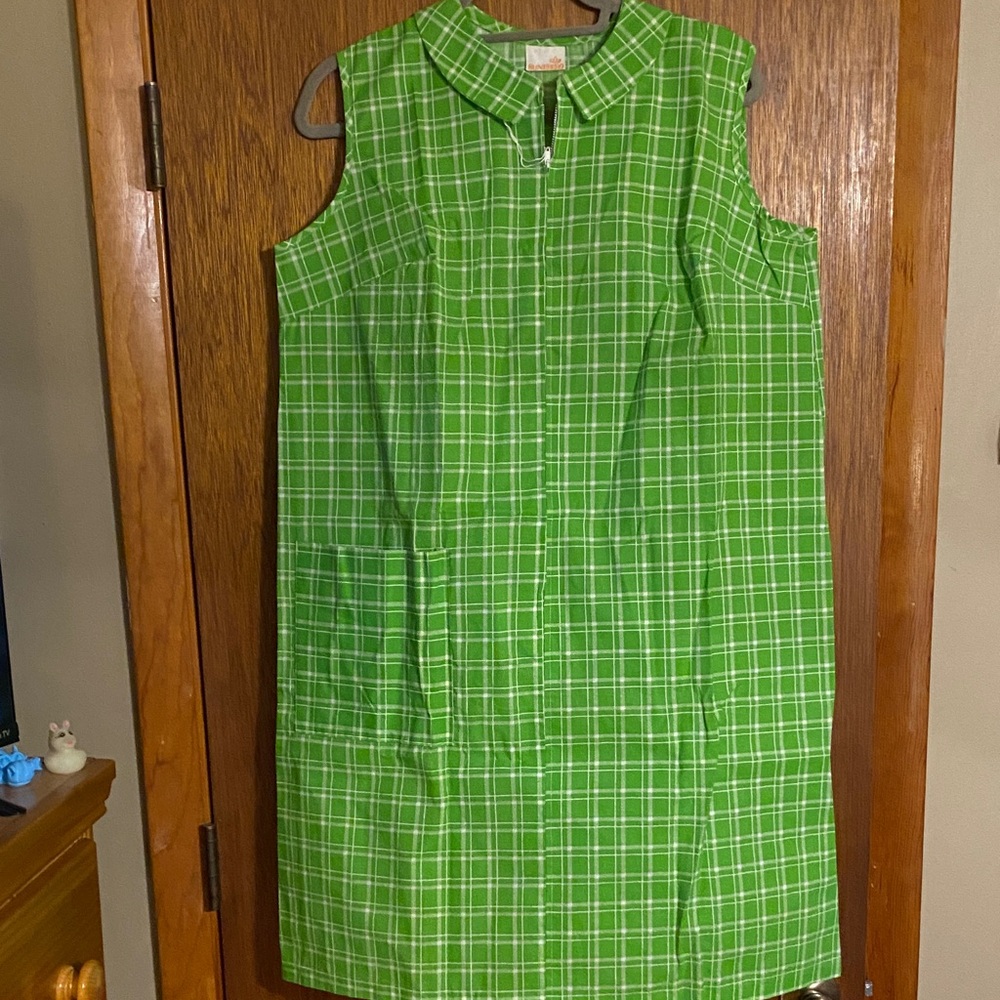 Sunbrero Vintage Green Plaid Sleeveless Shift🍀